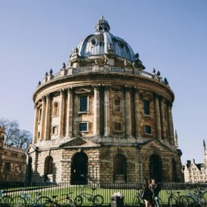 Stunning Neo-Classical Radcliffe Camera under blue skies at Oxford University