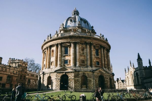Stunning Neo-Classical Radcliffe Camera under blue skies at Oxford University